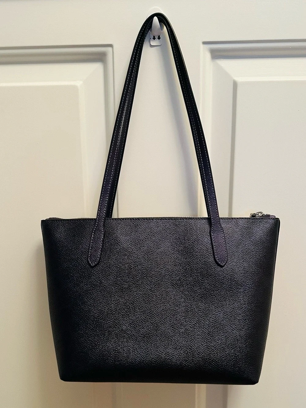 Coach Purple and Black Zip-Top Shoulder Bag with Signature Tag
